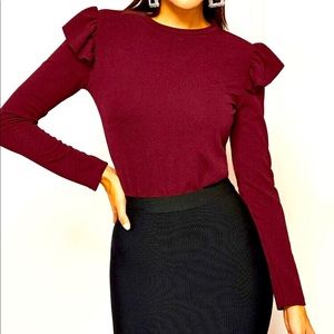 SHEIN Ruffle Trim Solid Tee